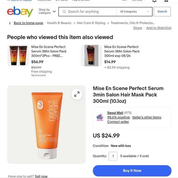 NWT: MISE•EN•SCENE; PERFECT SERUM, 3 MINUTE SALON HAIR MASK, 10.01 FL OZ. - Picture 2 of 5